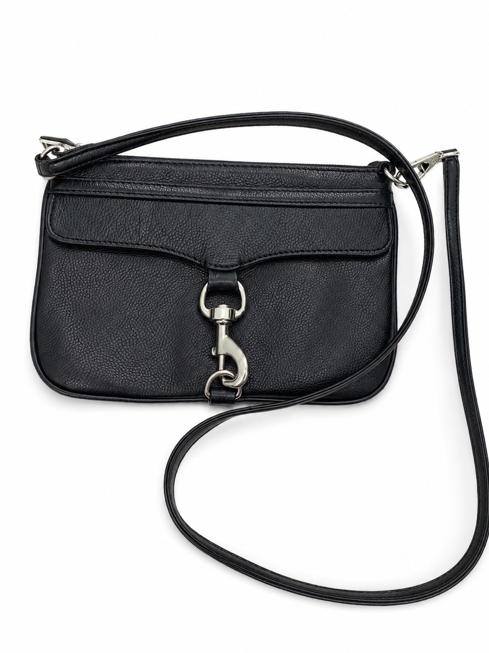Rebecca Minkoff Black Genuine Leather Crossbody Bag Silver Hardware
